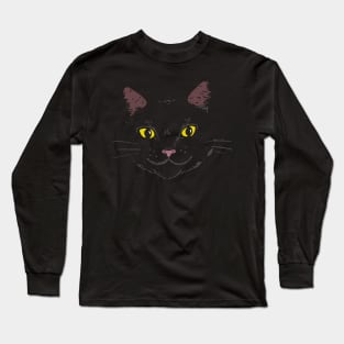 Black Cat face Long Sleeve T-Shirt